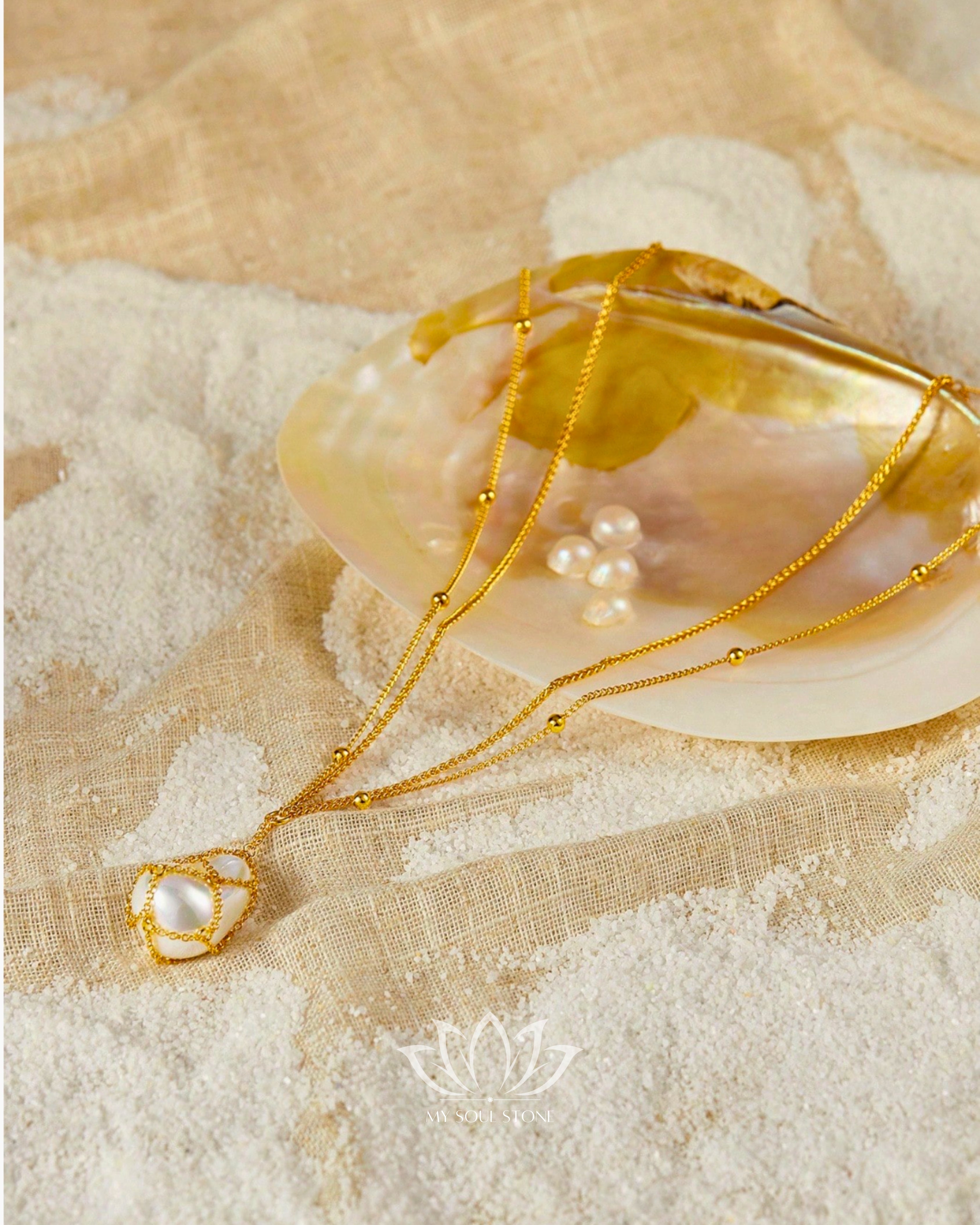Mother Of Pearl Set - Gold Plated