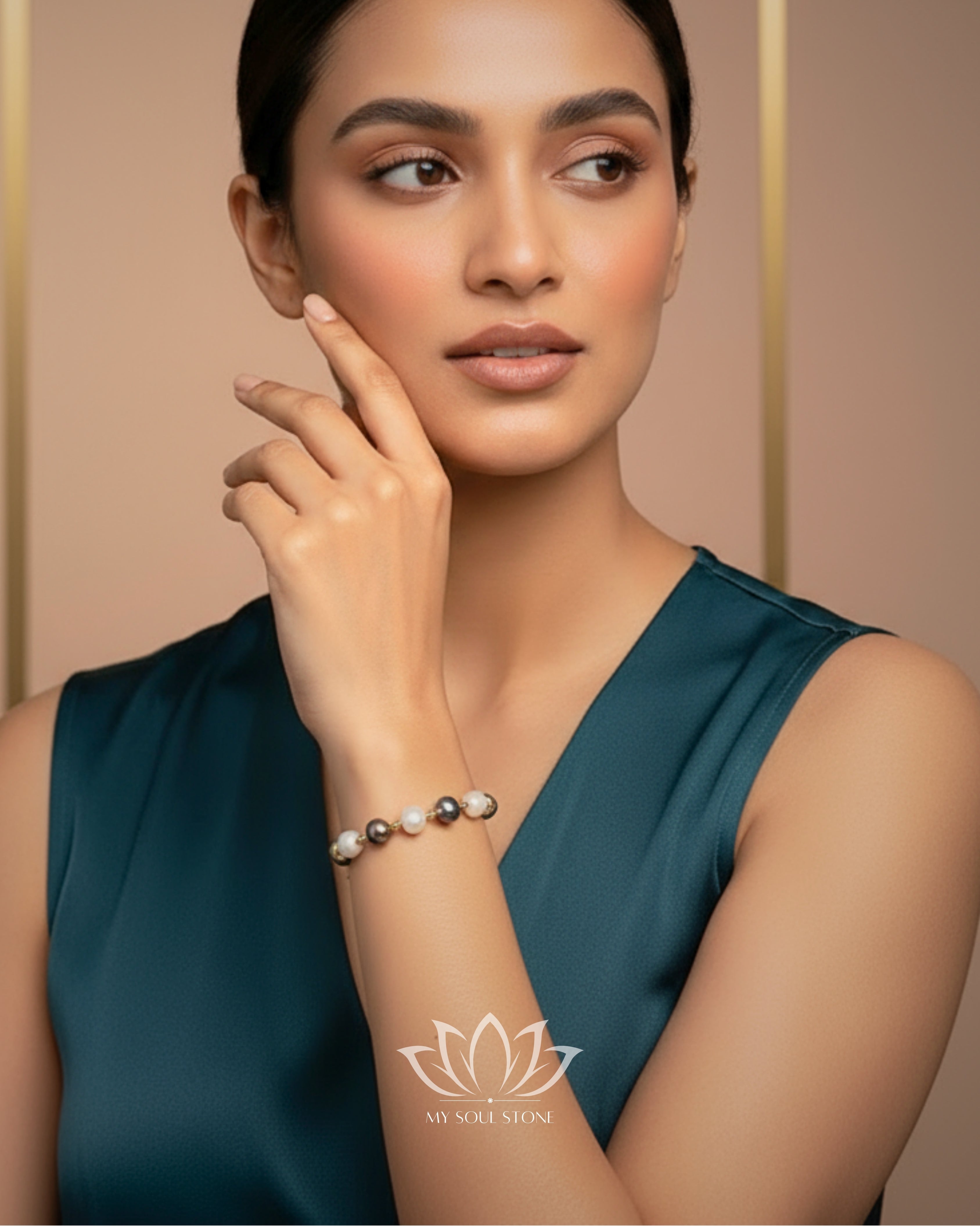 Gold Plated Natural Pearl Bracelet