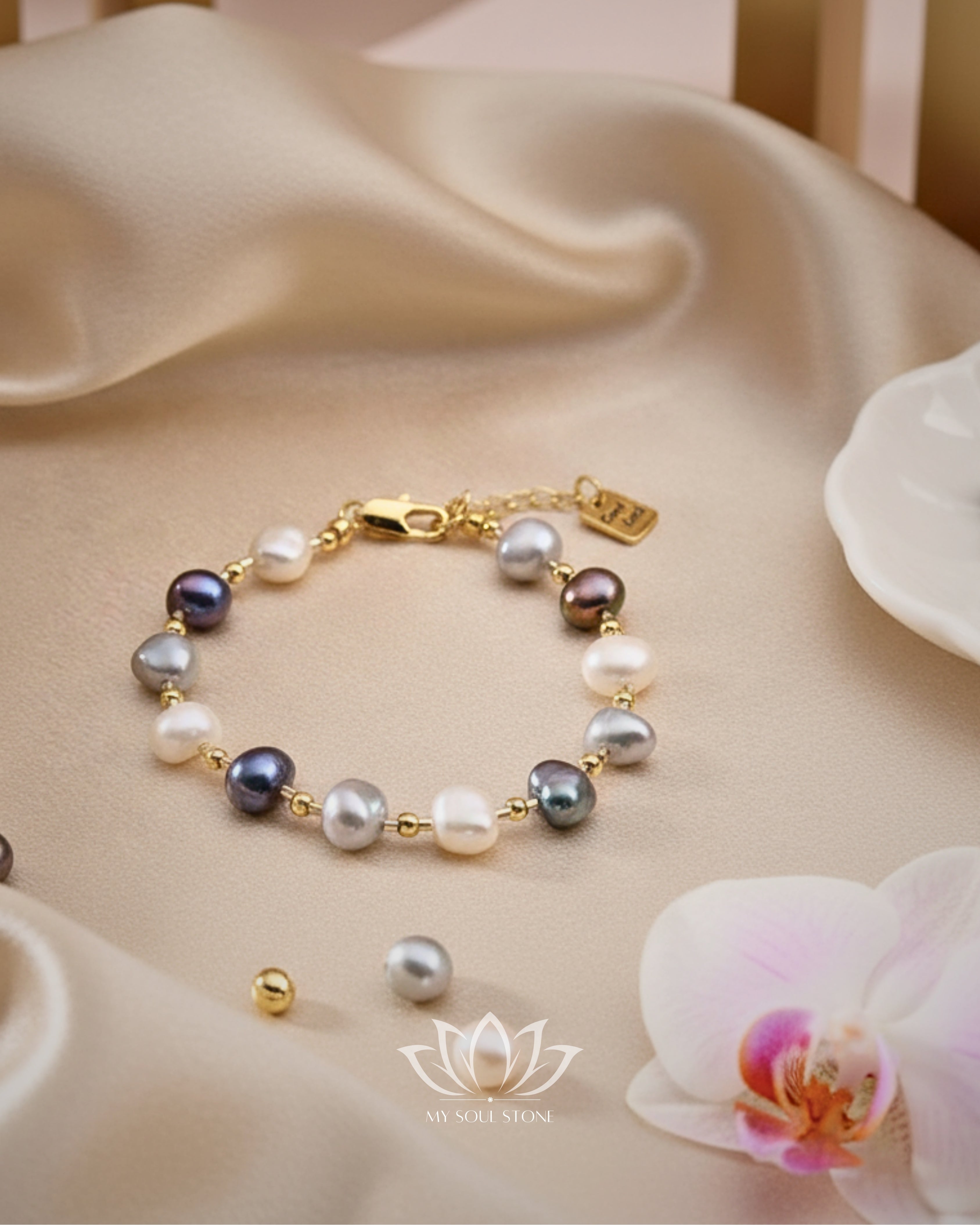 Gold Plated Natural Pearl Bracelet