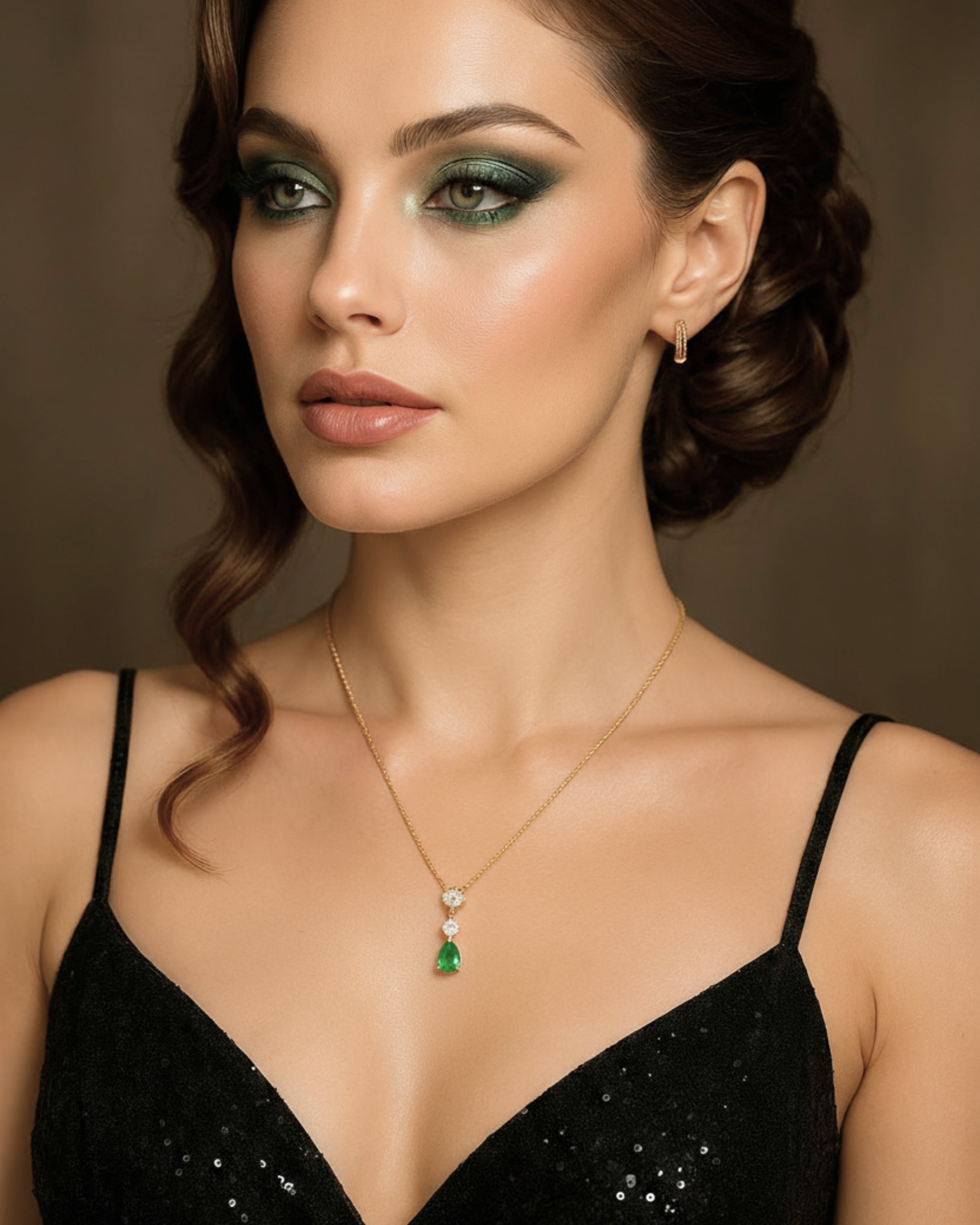 Green Crystal - Gold Plated Necklace