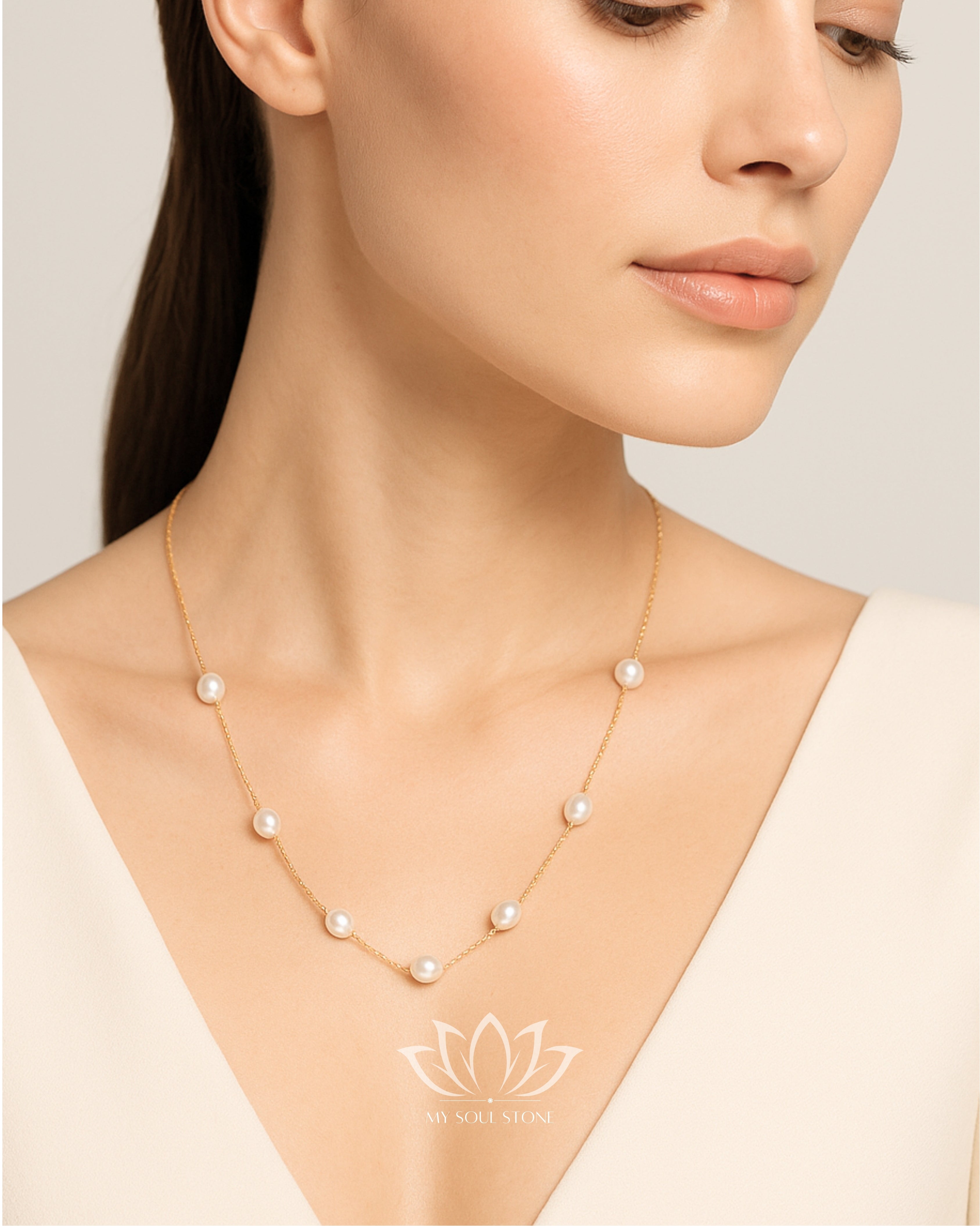 Gold Plated - Natural Pearl Necklace