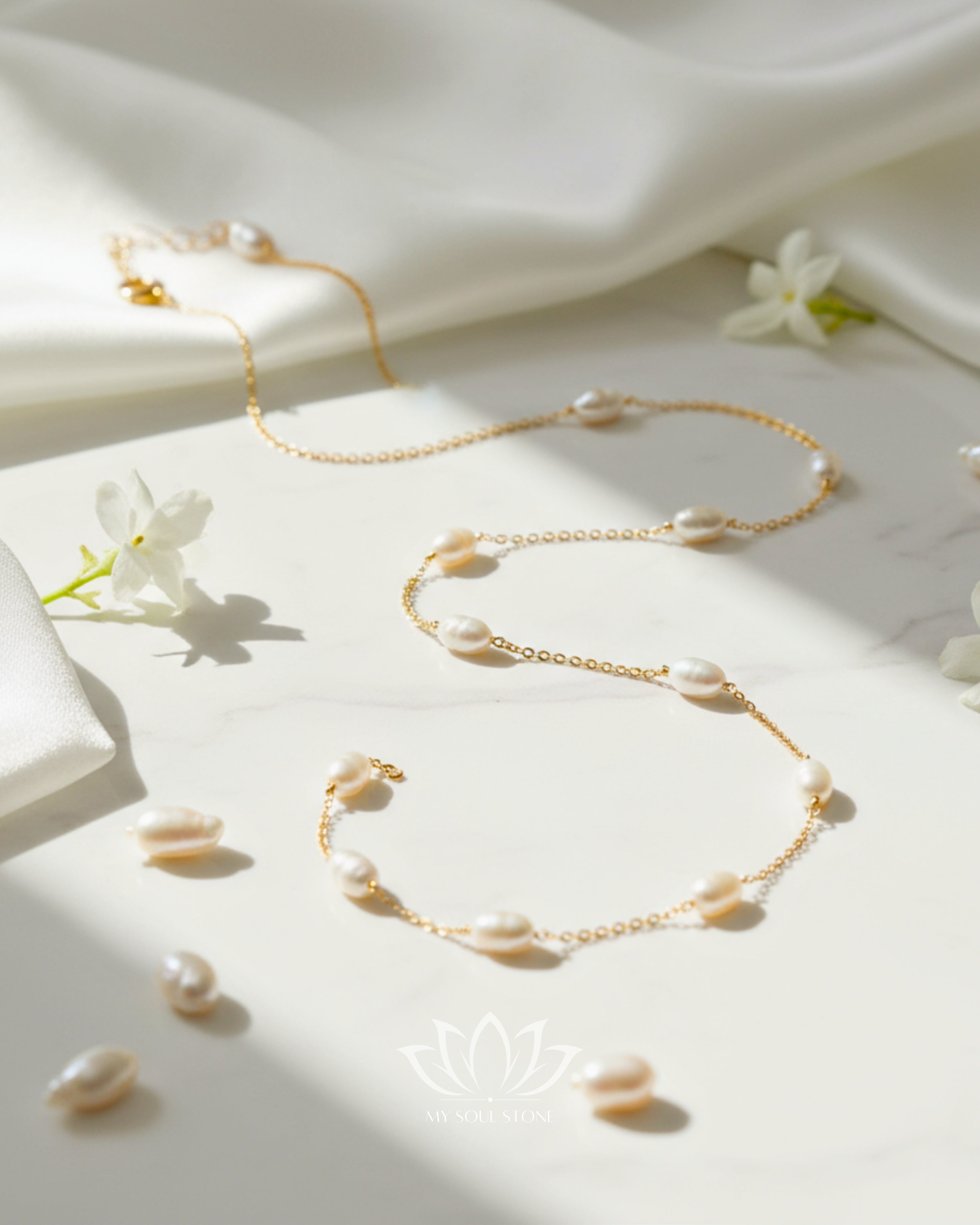 Gold Plated - Natural Pearl Necklace